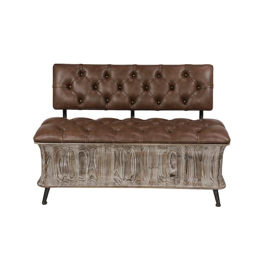 Brown Chinese Fir Rustic Bench, 32" x 47" x 20"
